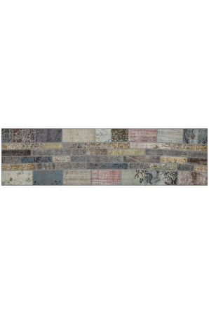 Benzersiz Patchwork El Dokuma Tasarım Halı 80 x 300 cm 5581