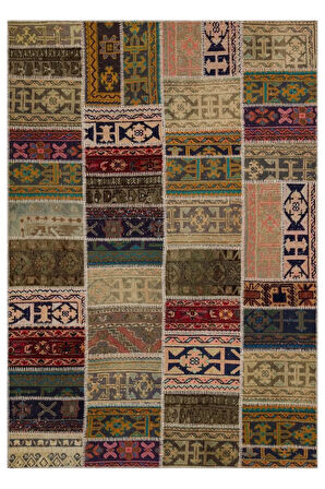Çekici Renklerle Örülmüş Patchwork Halı 230x160 Cm 6323
