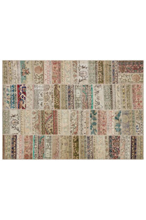 Doğal Ve Sıcak Atmosfer Yaratan Patchwork Halı 230x160 Cm 6338