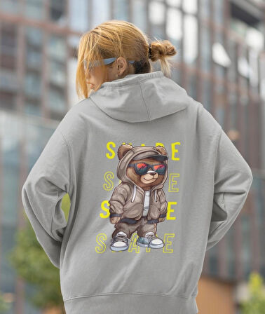 Shape(Şekil) ön ve arka ayıcık kadın baskılı sweatshirt 