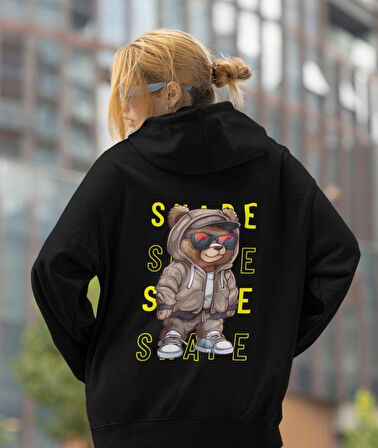 Shape(Şekil) ön ve arka ayıcık kadın baskılı sweatshirt 