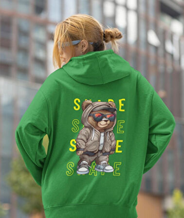 Shape(Şekil) ön ve arka ayıcık kadın baskılı sweatshirt 