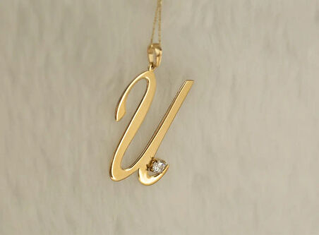 Altın Plaka Harf Kolye