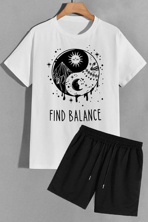 Ying Yang Şort T-shirt Eşofman Takımı