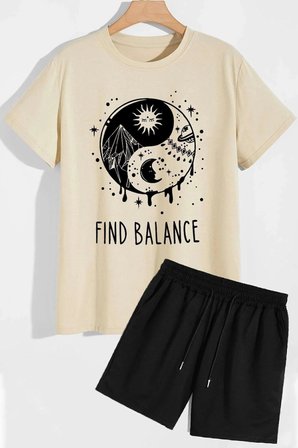 Ying Yang Şort T-shirt Eşofman Takımı