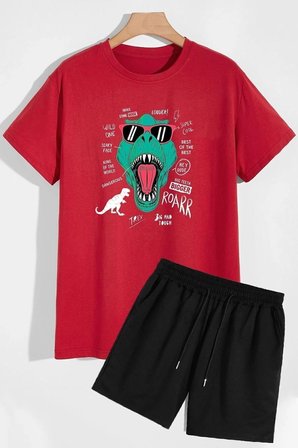 Dinazor Baskılı Şort T-shirt Eşofman Takımı
