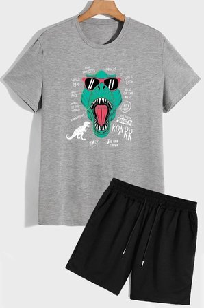 Dinazor Baskılı Şort T-shirt Eşofman Takımı