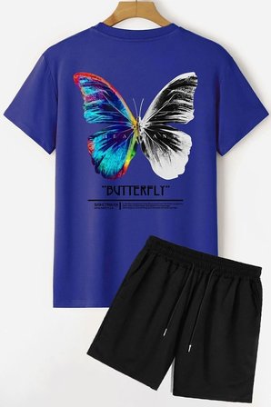 Butterfly Sırt Baskılı Şort T-shirt Eşofman Takımı