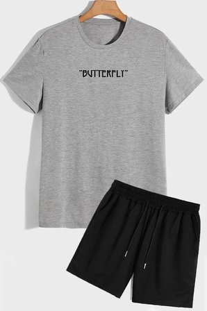 Butterfly Sırt Baskılı Şort T-shirt Eşofman Takımı