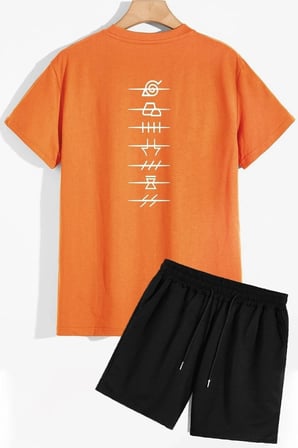Sırt Baskılı Şort T-shirt Eşofman Takımı