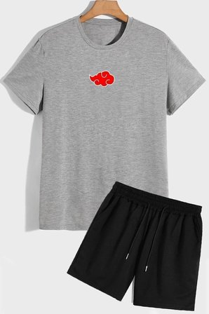 Sırt Baskılı Şort T-shirt Eşofman Takımı