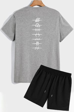 Sırt Baskılı Şort T-shirt Eşofman Takımı