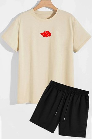 Sırt Baskılı Şort T-shirt Eşofman Takımı