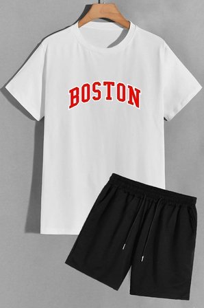 Boston Şort T-shirt Unisex Eşofman Takımı