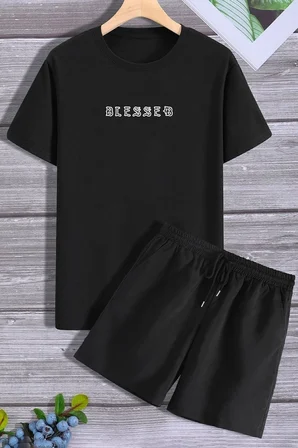 Sırt Baskılı Şort T-shirt Eşofman Takımı