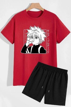 Rahat Tasarım Anime Şort T-shirt Eşofman Takımı