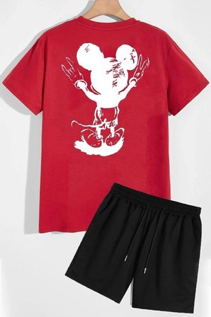 Sırt Baskılı Şort T-shirt Eşofman Takımı