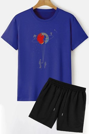 Uzay Temalı Şort T-shirt Eşofman Takımı