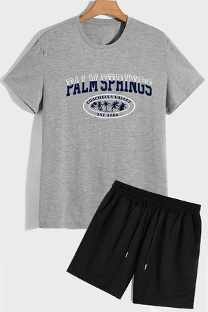 Rahat Tasarım Palm Şort T-shirt Eşofman Takımı