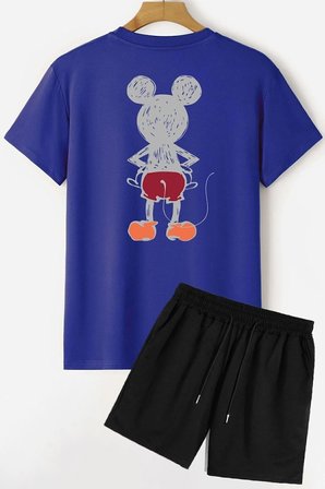 Sırt Baskılı Şort T-shirt Eşofman Takımı