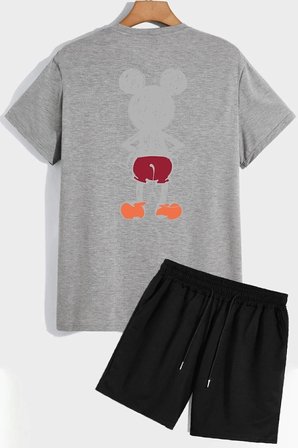 Sırt Baskılı Şort T-shirt Eşofman Takımı