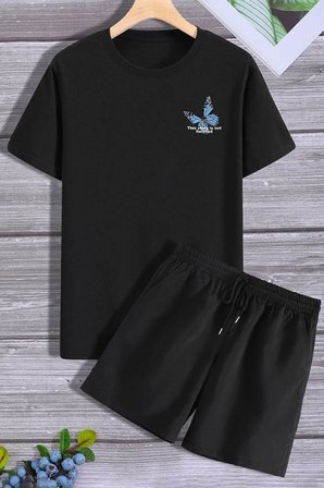 Sırt Baskılı Şort T-shirt Eşofman Takımı