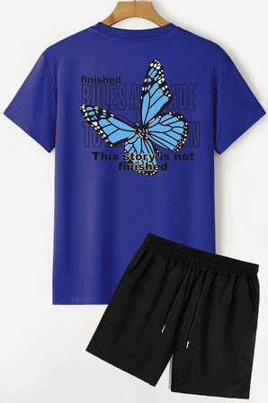 Sırt Baskılı Şort T-shirt Eşofman Takımı