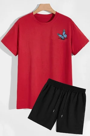 Sırt Baskılı Şort T-shirt Eşofman Takımı