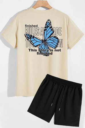 Sırt Baskılı Şort T-shirt Eşofman Takımı