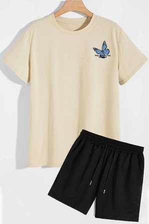 Sırt Baskılı Şort T-shirt Eşofman Takımı