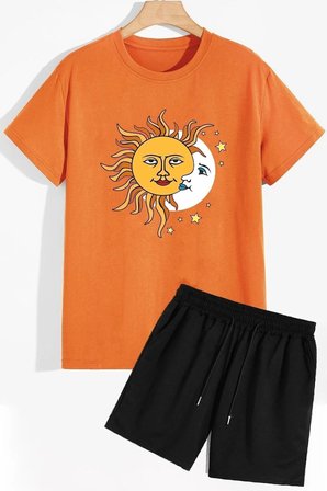 Evren Temalı Şort T-shirt Eşofman Takımı