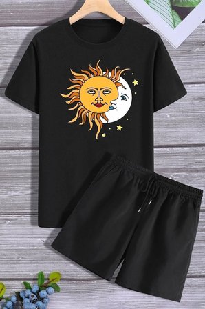 Evren Temalı Şort T-shirt Eşofman Takımı