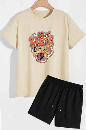 Girlgang Şort T-shirt Eşofman Takımı