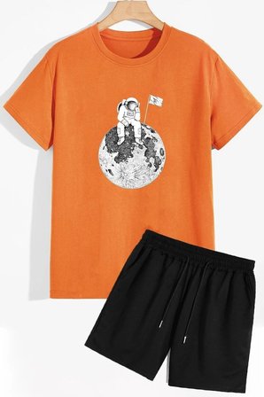 Uzay Temalı Şort T-shirt Eşofman Takımı