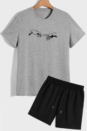 Rahat Tasarım Michelangelo Şort T-shirt Eşofman Takımı