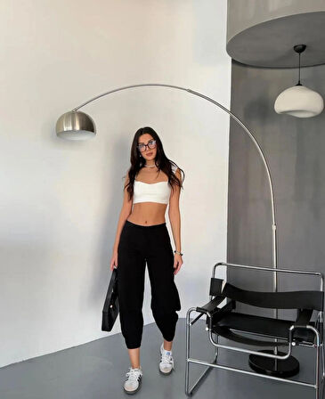 Wearflawless Kadın Scuba Crep Kumaş Beli Lastikli Şalvar Model Balon Pantolon