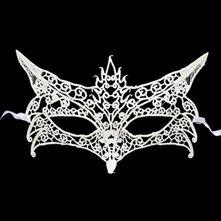 Beyaz Dantel Kesim Balo Maskesi 7