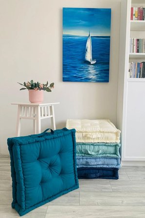 Fransız Yer Minderi 60x60 Puf Gri