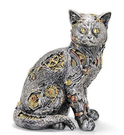 Steampunk Polyester Kedi Figürü Model 1
