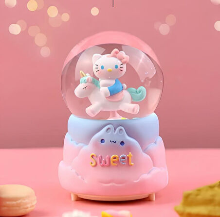 Hello Kitty Işıklı Müzikli Kar Küresi Orta Boy Model 3