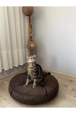 Lavinia Yuvarlak Kahverengi Yer Minder Yer Puf