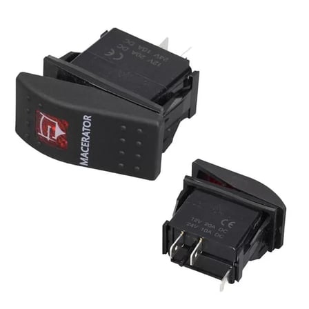 Powermaster Macaratör Sembollü Işıklı 3 Pinli On-Off 12-24V Marin Switch