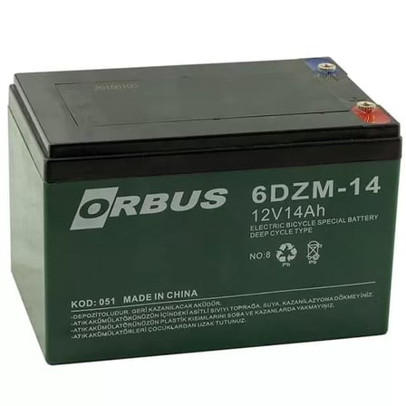 Orbus Kıjo 12 Volt 14 Amper Elektrikli Bisiklet Aküsü (150X97X95 Mm)