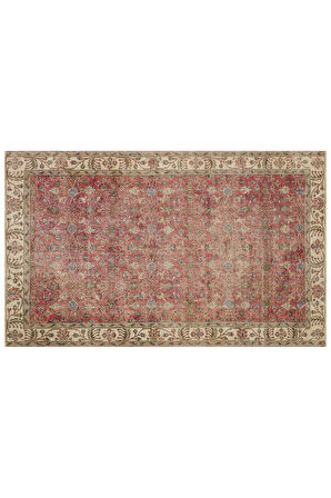 El Dokuma Şaheser Eskitme Vintage Halı 166 x 270 cm 10198