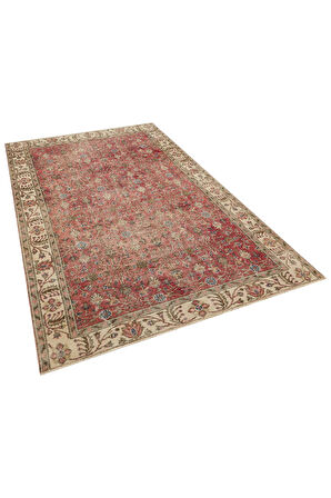 El Dokuma Şaheser Eskitme Vintage Halı 166 x 270 cm 10198