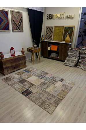 El Yapımı Patchwork Elegan Tasarım Halı 124x178 cm 4004
