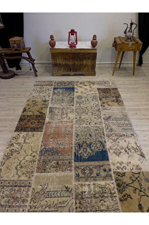 El Dokuma Eskitme Özel Patchwork Halı 160x230 cm 4006