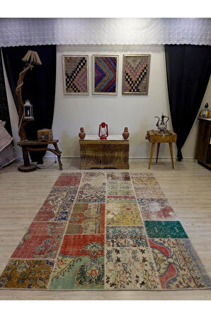 El Yapımı Patchwork Elegan Tasarım Halı 162x232 cm 4007