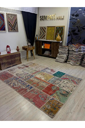 El Yapımı Patchwork Elegan Tasarım Halı 162x232 cm 4007