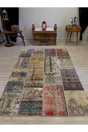 El Yapımı Patchwork Elegan Tasarım Halı 162x234 cm 4016